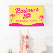Banderoles Plage moderne Jaune rose Script Sweet 16 (En situation)