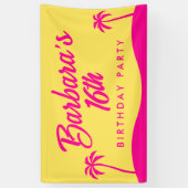 Banderoles Plage moderne Jaune rose Script Sweet 16 (Vertical)