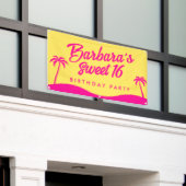 Banderoles Plage moderne Jaune rose Script Sweet 16 (Bâtiment extérieur)