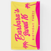 Banderoles Plage moderne Jaune rose Script Sweet 16 (Vertical)