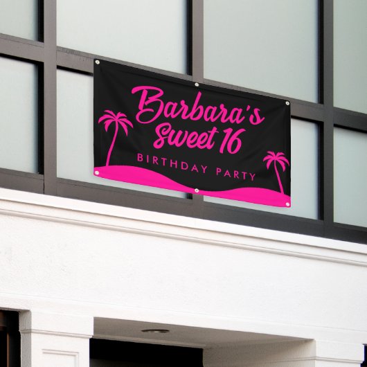 Banderoles Plage Party élégant noir rose doux été 16 (Bâtiment extérieur)