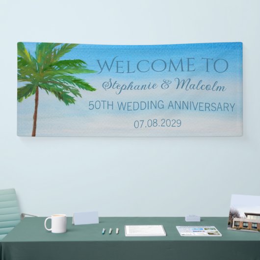 Banderoles Plage tropicale 50e anniversaire de Mariage d'été (Salon professionnel)