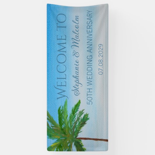 Banderoles Plage tropicale 50e anniversaire de Mariage d'été (Vertical)