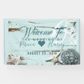 Banderoles plage tropicale aqua bleu mariage (Horizontal)