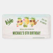 Banderoles Plage tropicale Luau Pineapple Anniversaire (Horizontal)