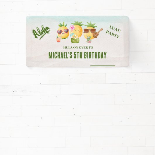 Banderoles Plage tropicale Luau Pineapple Anniversaire (Insitu)