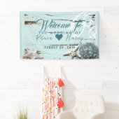 Banderoles plage tropicale mer bleu aqua mariage coquillage (En situation)