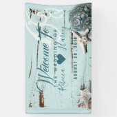Banderoles plage tropicale mer bleu aqua mariage coquillage (Vertical)