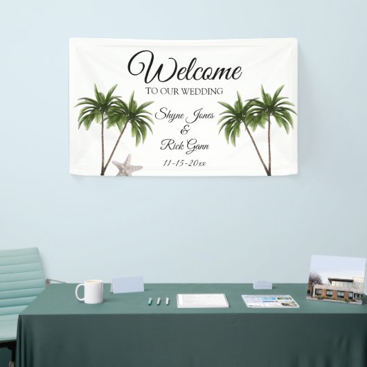 Banderoles Plage tropicale Palm Trees Moderne Mariage Starfis (Salon professionnel)