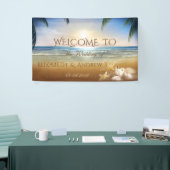 Banderoles Plage tropicale, Palmiers, Mariage de coquillages (Salon professionnel)