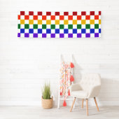 Banderoles Plaid Checkered d'arc-en-ciel coloré (En situation)