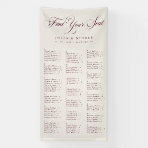 Banderoles Plan de table de mariage alphabétique Bourgogne Iv