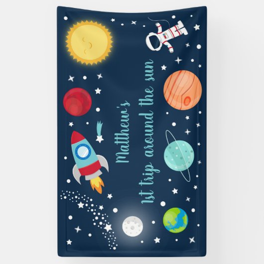 Banderoles Planètes astronautes Space Rocket Ship (Vertical)
