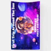 Banderoles Planètes de l'espace extérieur rose fille premier  (Vertical)