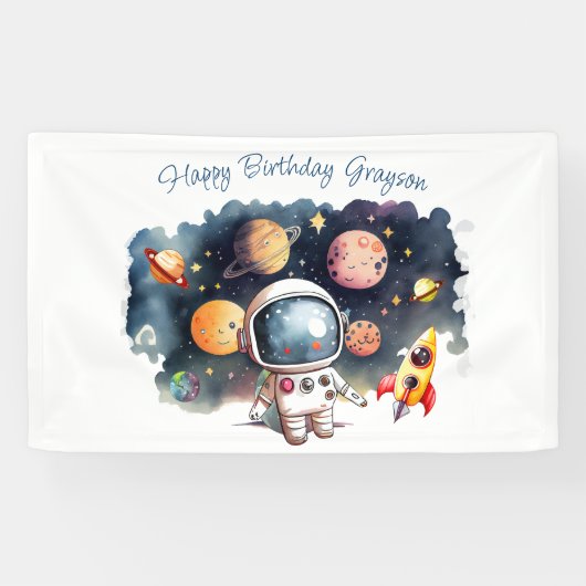 Banderoles Planètes de l'extérieur Enfant Anniversaire (Horizontal)