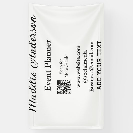 Banderoles Planificateur d'événements ajouter un nom Code QR  (Vertical)
