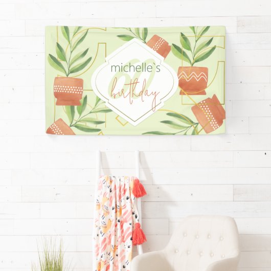 Banderoles Plantes frais en pots en céramique Aquarelle (En situation)