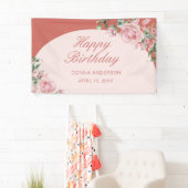 Banderoles Plaque d'anniversaire rose Rose (En situation)