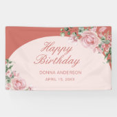 Banderoles Plaque d'anniversaire rose Rose (Horizontal)