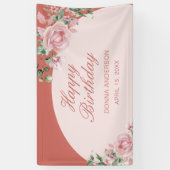 Banderoles Plaque d'anniversaire rose Rose (Vertical)