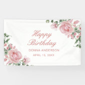 Banderoles Plaque d'anniversaire rose Rose (Horizontal)