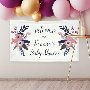 Banderoles Plomb rose   Floral Baby shower ou mariage
