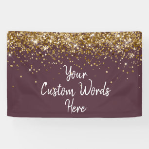 Banderoles Plum personnalisé Purple Or Anniversaire de fête P