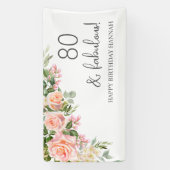Banderoles Poche | Rose rose Floral 80e anniversaire (Verticale)