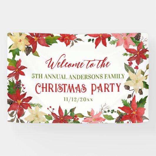 Banderoles Poinsettia Famille de Noël (Horizontal)