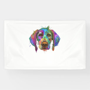 Banderoles Pointeur Allemand Brun Chien Visage Coloré Pop A
