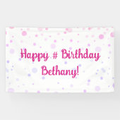 Banderoles Points Confetti Pink Rose Anniversaire Personnalis (Horizontal)