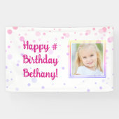 Banderoles Points Confetti Rose Anniversaire Photo Personnali (Horizontal)