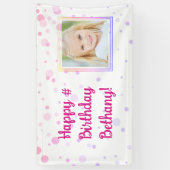 Banderoles Points Confetti Rose Anniversaire Photo Personnali (Vertical)