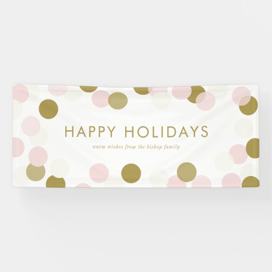 Banderoles Points de Confetti festive PInk et Gold Joyeuses f (Horizontal)