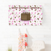 Banderoles Points rose et Brown personnalisés Joyeux annivers (En situation)