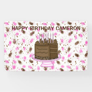Banderoles Points rose et Brown personnalisés Joyeux annivers