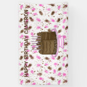 Banderoles Points rose et Brown personnalisés Joyeux annivers (Vertical)