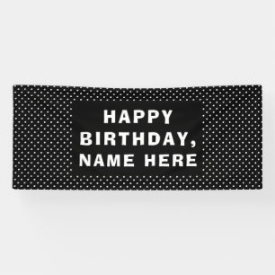 Banderoles Pois blancs Joyeux anniversaire