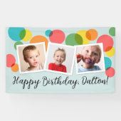 Banderoles Pois Boys Photo fête d'anniversaire (Horizontal)