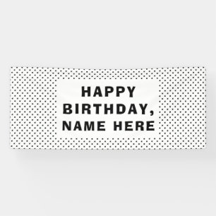 Banderoles Pois noirs Joyeux anniversaire