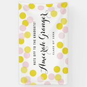 Banderoles Pois rose et jaune Confetti Graduation (Vertical)