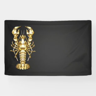 Banderoles Poisson à langouste polygonale dorée sur noir