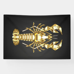 Banderoles Poisson à langouste polygonale dorée sur noir