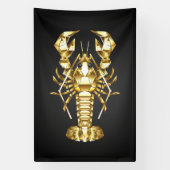 Banderoles Poisson à langouste polygonale dorée sur noir (Verticale)