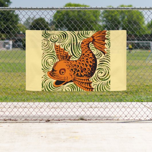 Banderoles Poisson Antique Carrelage Ancien art (En situation)