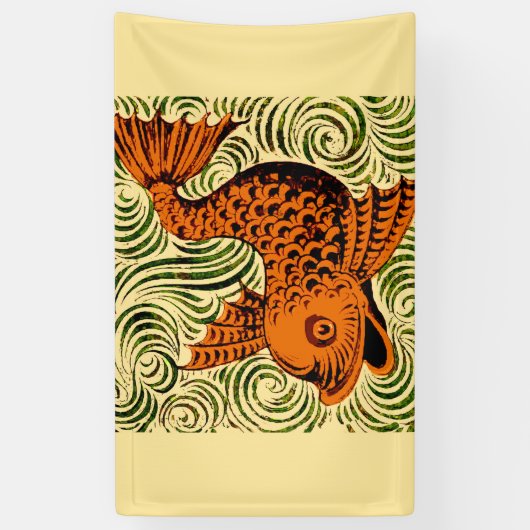 Banderoles Poisson Antique Carrelage Ancien art (Vertical)