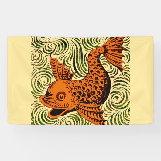 Banderoles Poisson Antique Carrelage Ancien art (Horizontal)