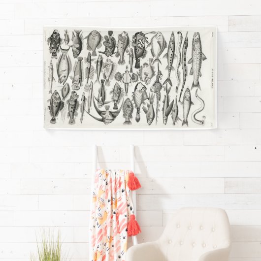 Banderoles Poisson noir et blanc, océan, ichtyologiste (En situation)