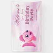 Banderoles Poisson rose Bienvenue (Vertical)
