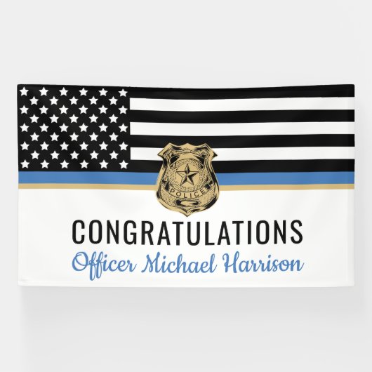 Banderoles Police Academy Graduation Party Mince Ligne bleue (Horizontal)